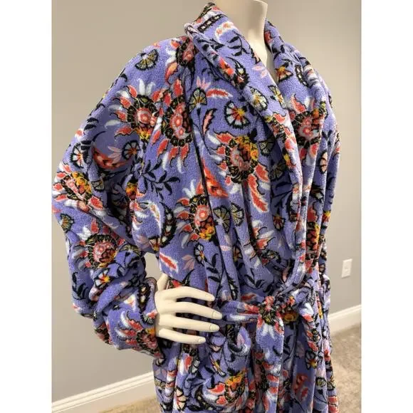 Vera Bradley Womens Purple Plush Floral Luxurious Bathrobe Mural Garden Sz 2X-3X - Picture 5 of 9